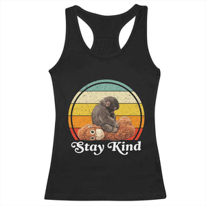 Punch Mokey Racerback Tank Top Viral Trend Baby Monkey Stay Kind TS14 Black Print Your Wear
