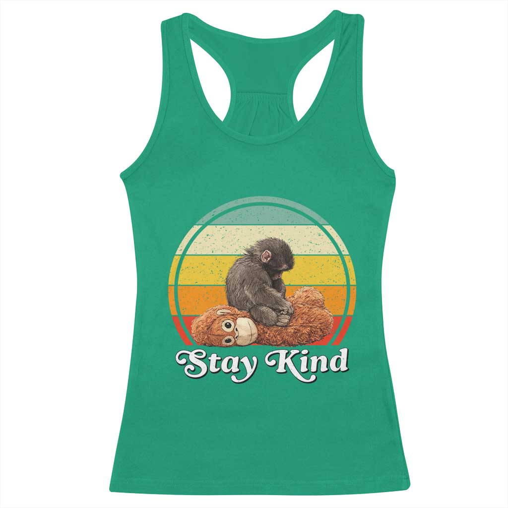 Punch Mokey Racerback Tank Top Viral Trend Baby Monkey Stay Kind TS14 Irish Green Print Your Wear