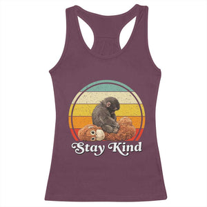 Punch Mokey Racerback Tank Top Viral Trend Baby Monkey Stay Kind TS14 Maroon Print Your Wear