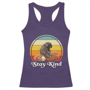 Punch Mokey Racerback Tank Top Viral Trend Baby Monkey Stay Kind TS14 Purple Print Your Wear
