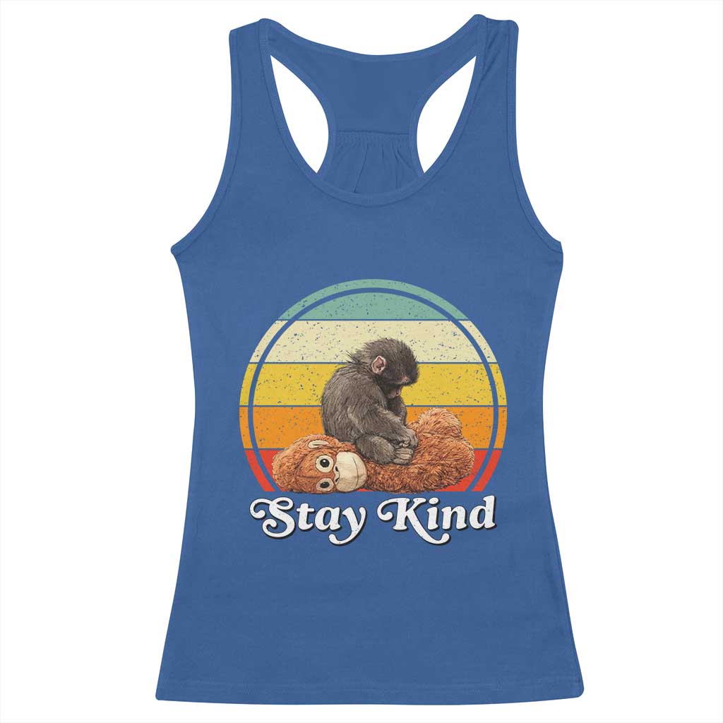 Punch Mokey Racerback Tank Top Viral Trend Baby Monkey Stay Kind TS14 Royal Blue Print Your Wear
