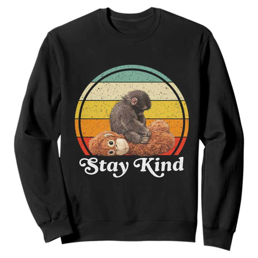 Punch Mokey Sweatshirt Viral Trend Baby Monkey Stay Kind TS14 Black Print Your Wear