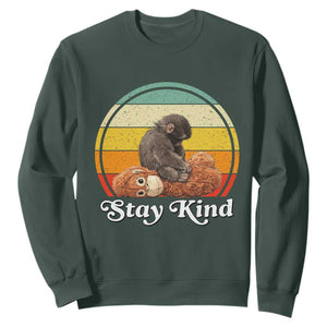 Punch Mokey Sweatshirt Viral Trend Baby Monkey Stay Kind TS14 Dark Forest Green Print Your Wear