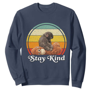 Punch Mokey Sweatshirt Viral Trend Baby Monkey Stay Kind TS14 Navy Print Your Wear