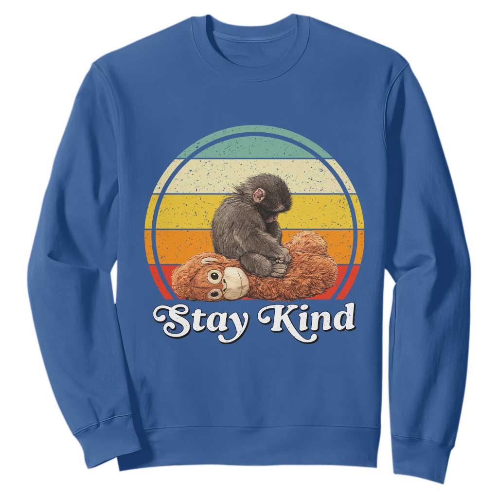 Punch Mokey Sweatshirt Viral Trend Baby Monkey Stay Kind TS14 Royal Blue Print Your Wear