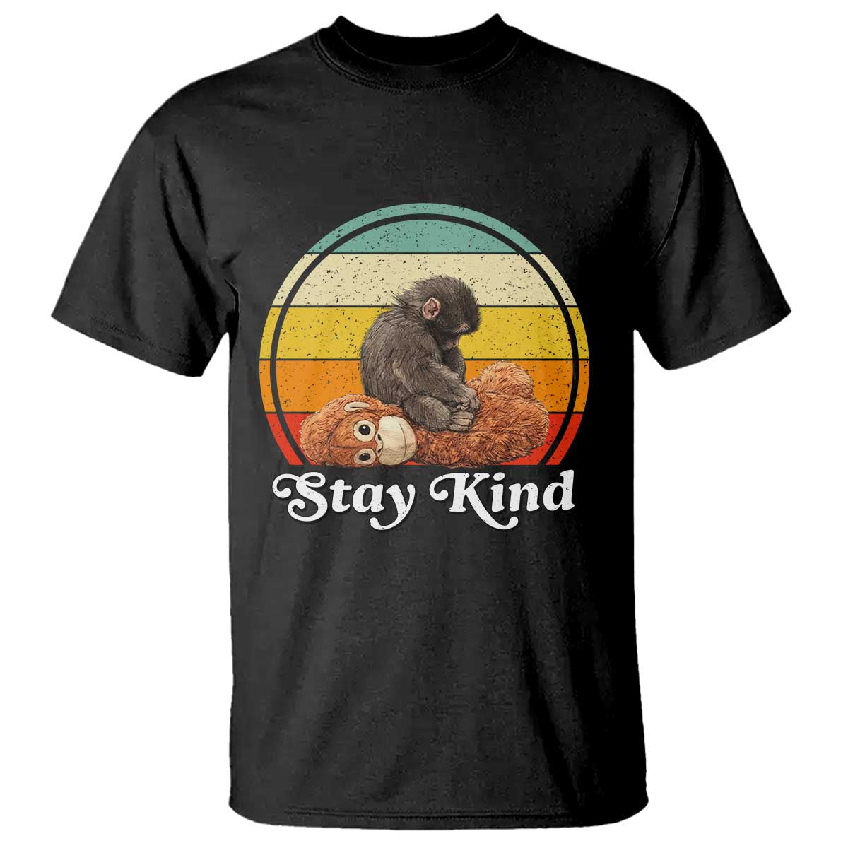 Punch Mokey T Shirt Viral Trend Baby Monkey Stay Kind TS14 Black Print Your Wear