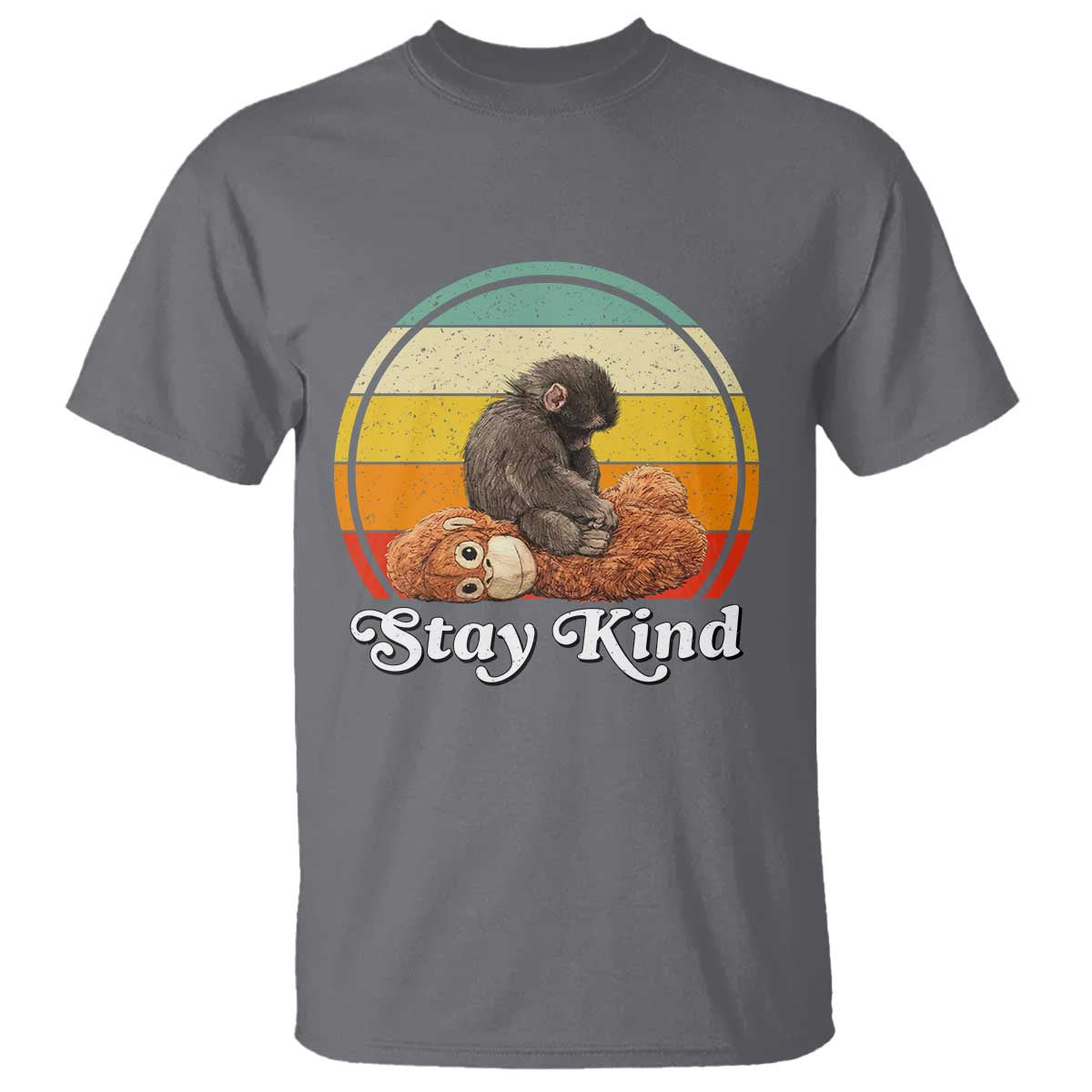Punch Mokey T Shirt Viral Trend Baby Monkey Stay Kind TS14 Charcoal Print Your Wear