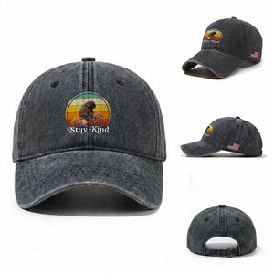 Punch Mokey Washed Cotton Baseball Cap Viral Trend Baby Monkey Stay Kind TS14 Washed Cap Universal Fit Dark Gray Print Your Wear