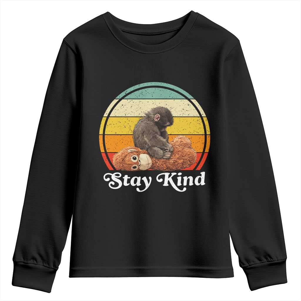 Punch Mokey Youth Sweatshirt Viral Trend Baby Monkey Stay Kind TS14 Black Print Your Wear