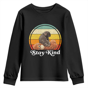Punch Mokey Youth Sweatshirt Viral Trend Baby Monkey Stay Kind TS14 Black Print Your Wear