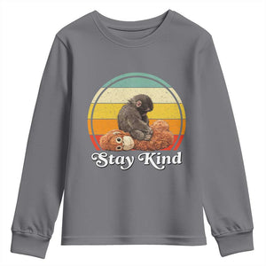 Punch Mokey Youth Sweatshirt Viral Trend Baby Monkey Stay Kind TS14 Charcoal Print Your Wear