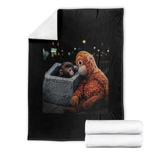 Punch Mokey Throw Blanket Viral Trend Baby Monkey Streets Meme TS14 Black Print Your Wear
