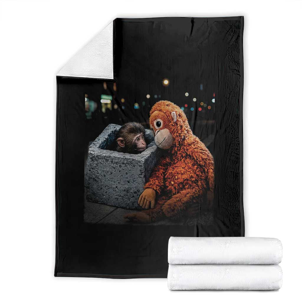 Punch Mokey Throw Blanket Viral Trend Baby Monkey Streets Meme TS14 Black Print Your Wear
