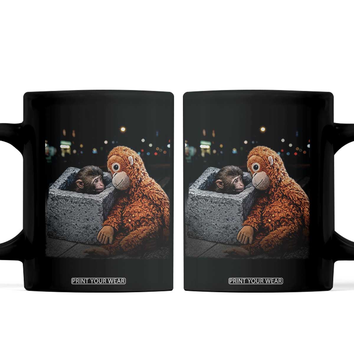 Punch Mokey Coffee Mug Viral Trend Baby Monkey Streets Meme TS14 Black Print Your Wear