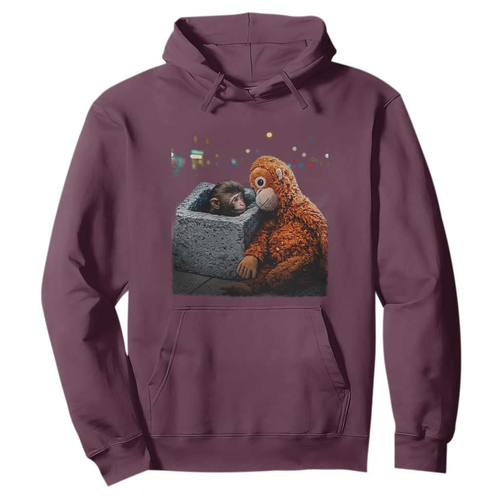 Punch Mokey Hoodie Viral Trend Baby Monkey Streets Meme TS14 Maroon Print Your Wear