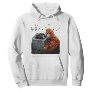 Punch Mokey Hoodie Viral Trend Baby Monkey Streets Meme TS14 White Print Your Wear
