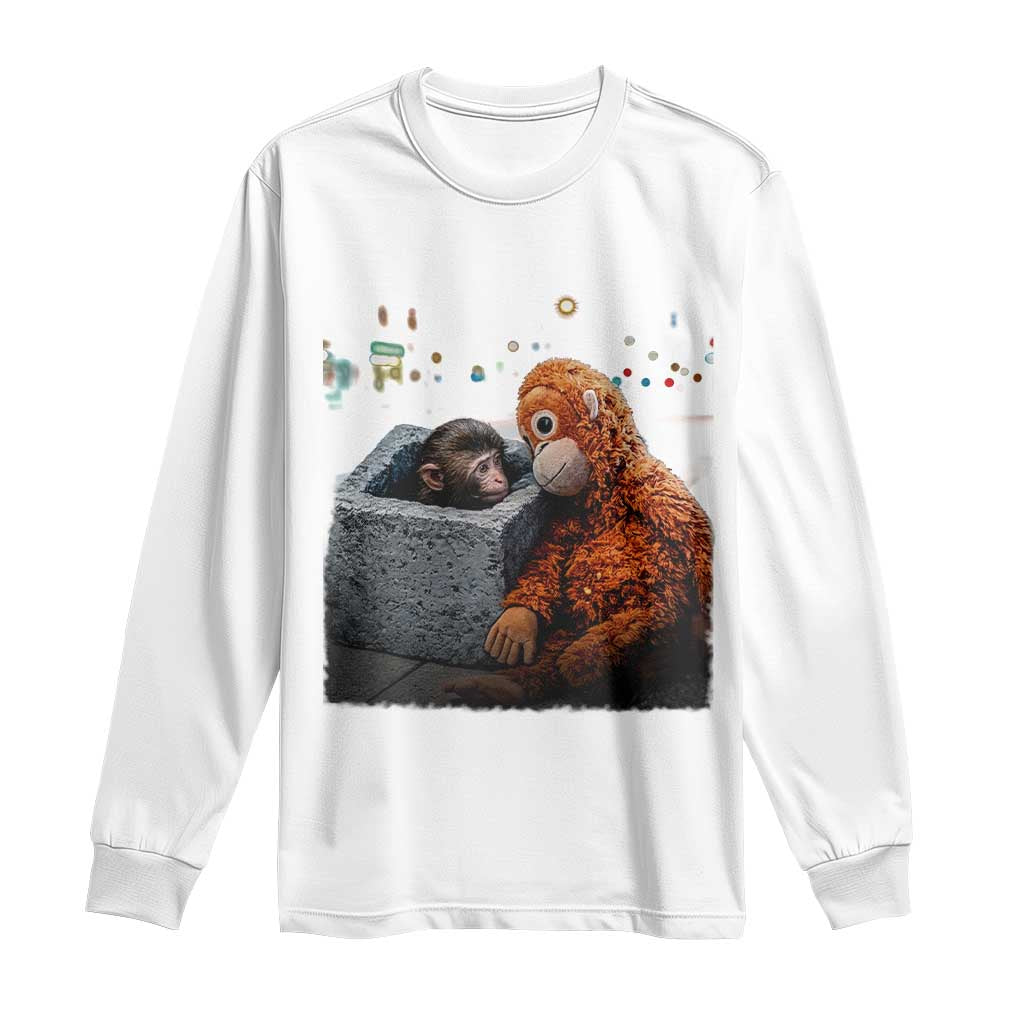 Punch Mokey Long Sleeve Shirt Viral Trend Baby Monkey Streets Meme TS14 White Print Your Wear