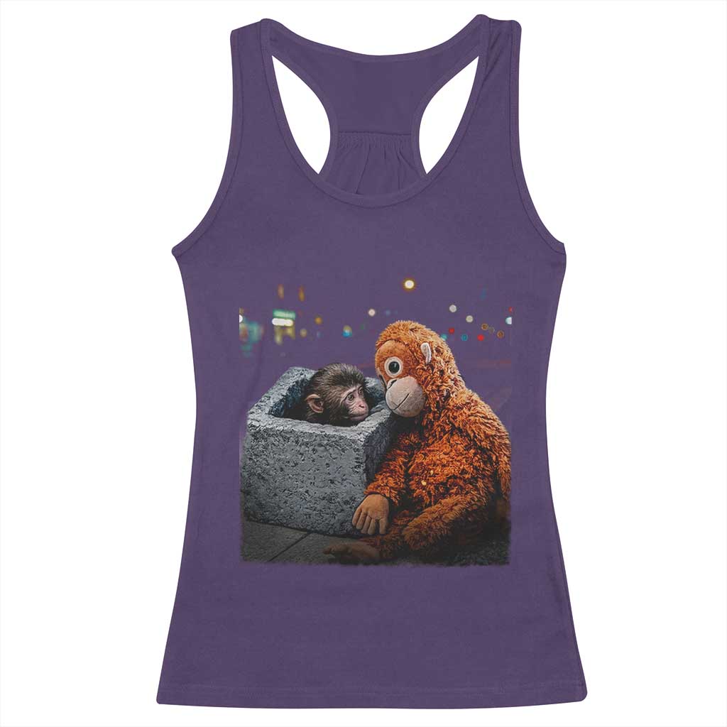 Punch Mokey Racerback Tank Top Viral Trend Baby Monkey Streets Meme TS14 Purple Print Your Wear