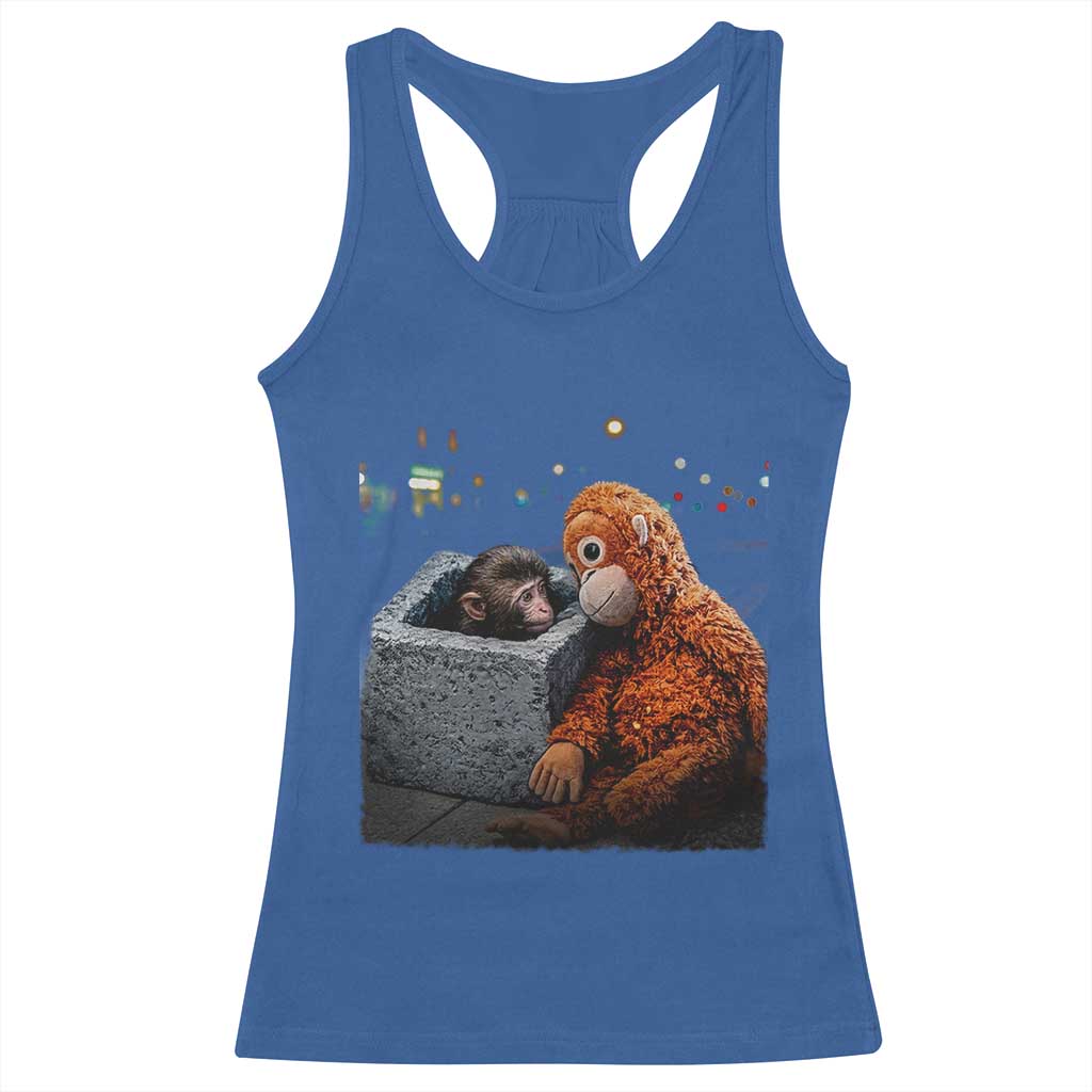 Punch Mokey Racerback Tank Top Viral Trend Baby Monkey Streets Meme TS14 Royal Blue Print Your Wear