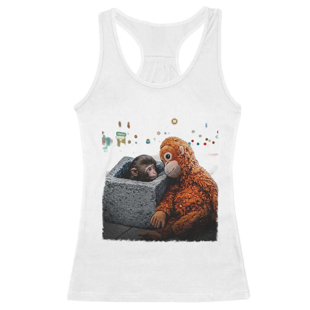 Punch Mokey Racerback Tank Top Viral Trend Baby Monkey Streets Meme TS14 White Print Your Wear