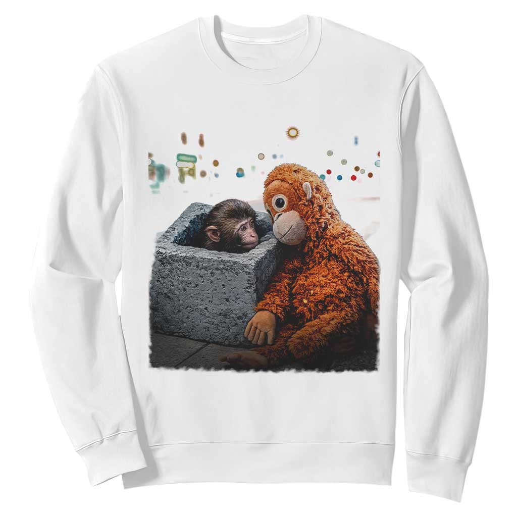 Punch Mokey Sweatshirt Viral Trend Baby Monkey Streets Meme TS14 White Print Your Wear