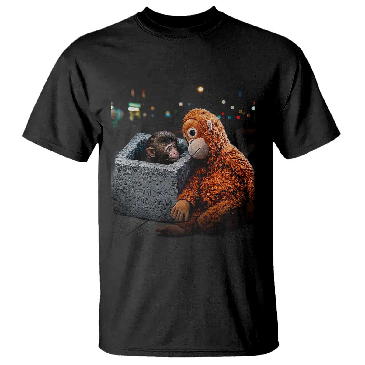 Punch Mokey T Shirt Viral Trend Baby Monkey Streets Meme TS14 Black Print Your Wear