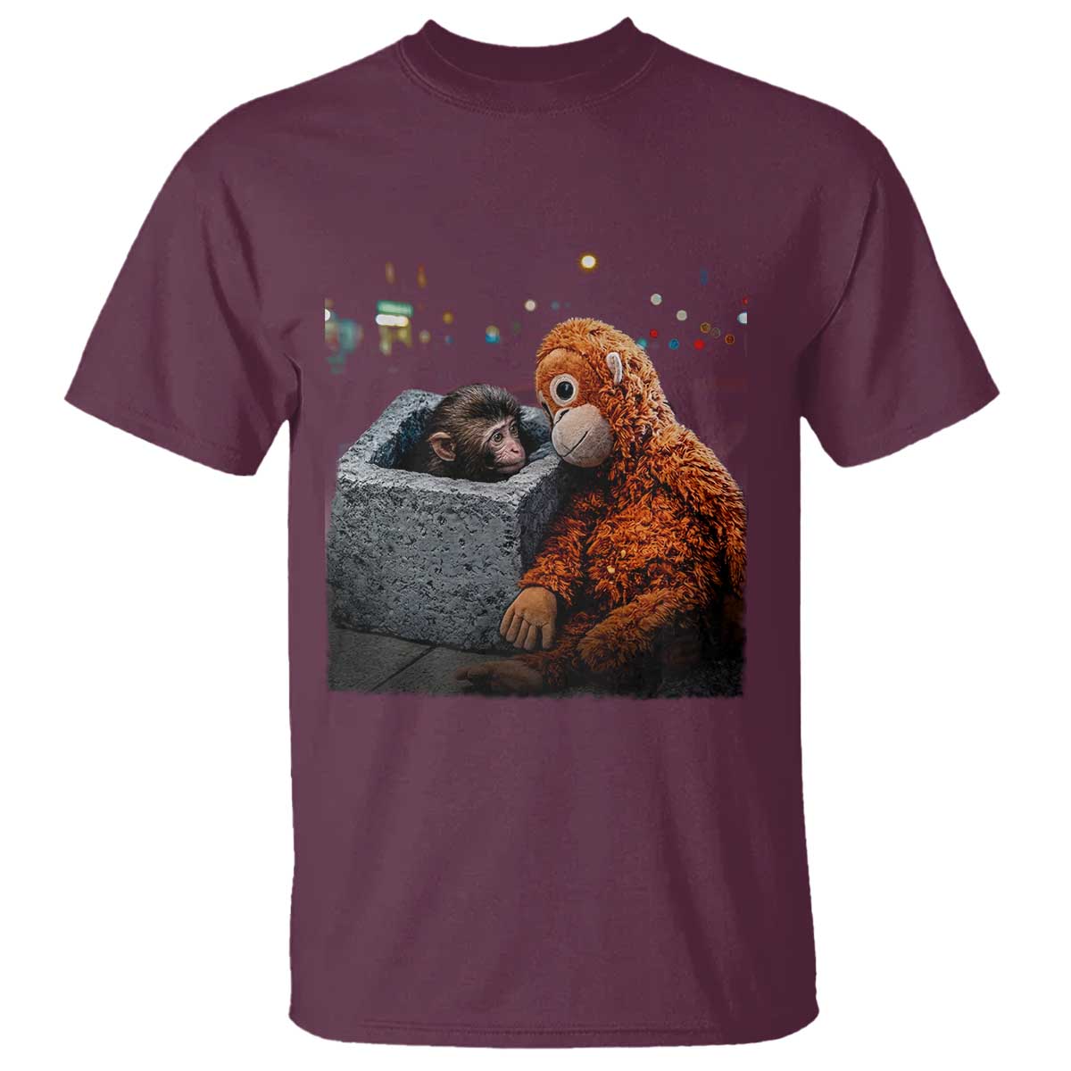 Punch Mokey T Shirt Viral Trend Baby Monkey Streets Meme TS14 Maroon Print Your Wear