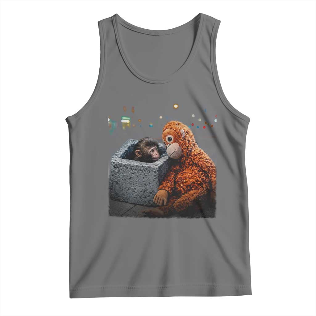 Punch Mokey Tank Top Viral Trend Baby Monkey Streets Meme TS14 Black Heather Print Your Wear