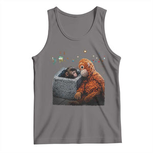 Punch Mokey Tank Top Viral Trend Baby Monkey Streets Meme TS14 Deep Heather Print Your Wear