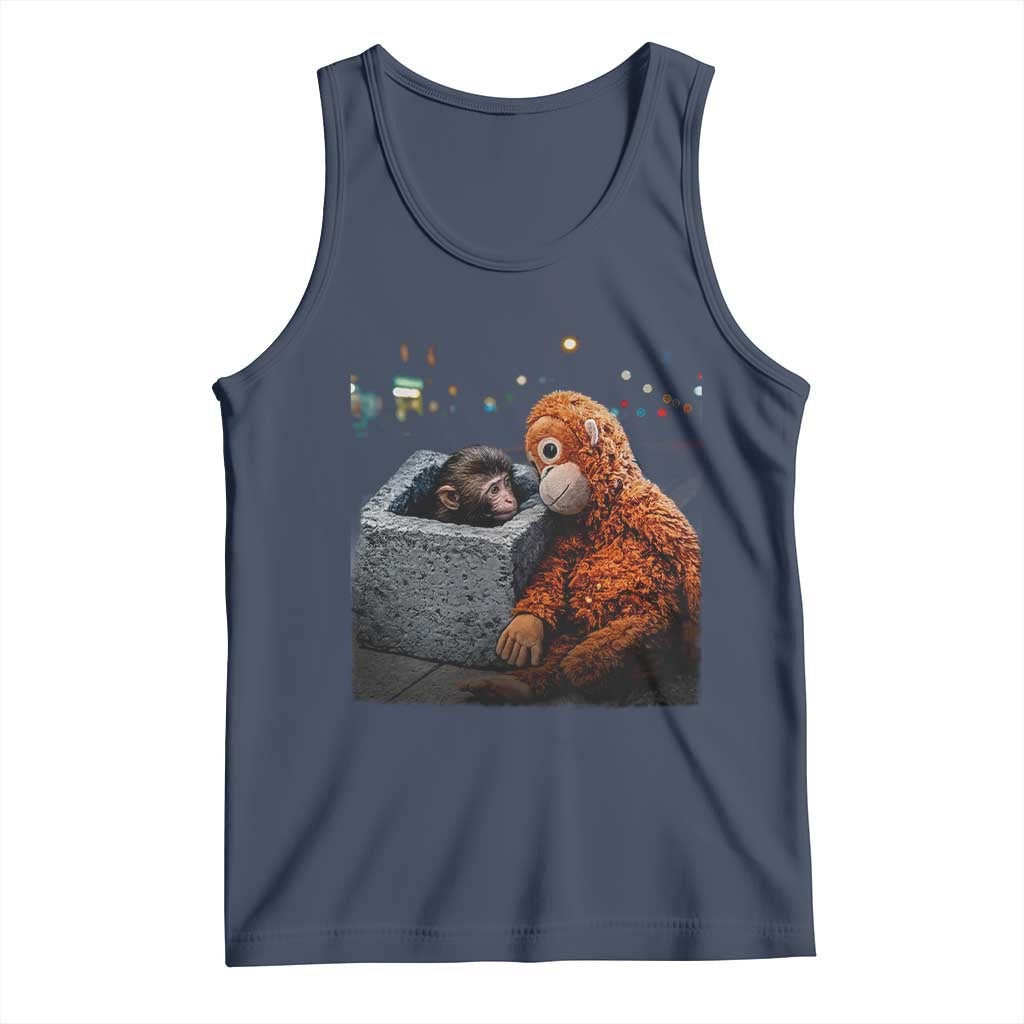 Punch Mokey Tank Top Viral Trend Baby Monkey Streets Meme TS14 Navy Print Your Wear