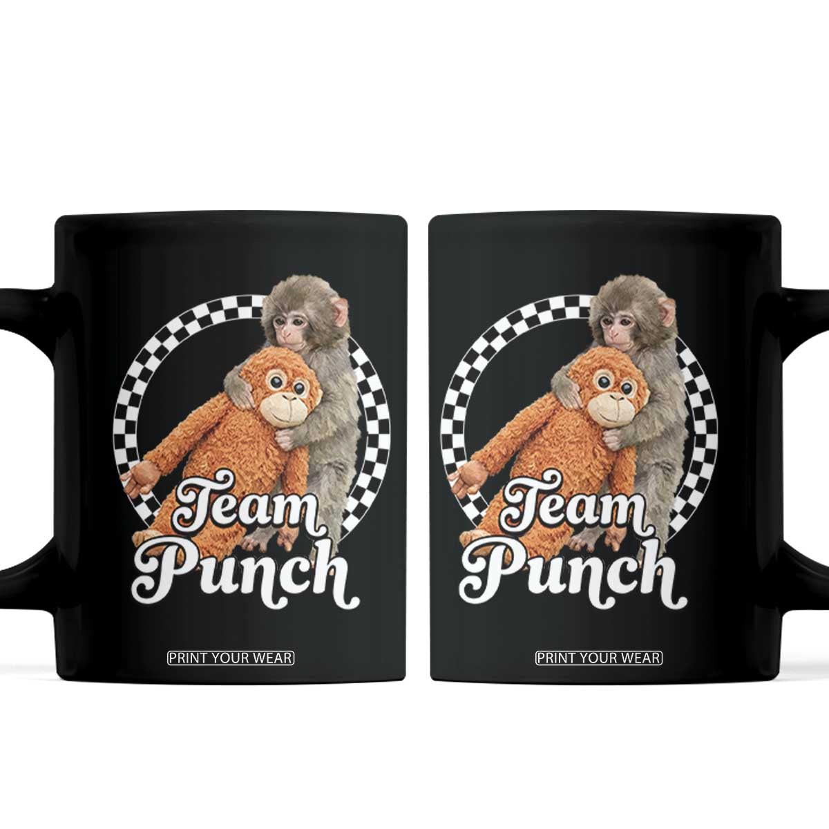 Punch Mokey Coffee Mug Baby Monkey And Plush Toy Viral Trend TS14 Black Print Your Wear