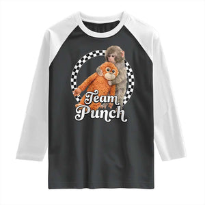 Punch Mokey Raglan Shirt Baby Monkey And Plush Toy Viral Trend TS14 Black White Print Your Wear