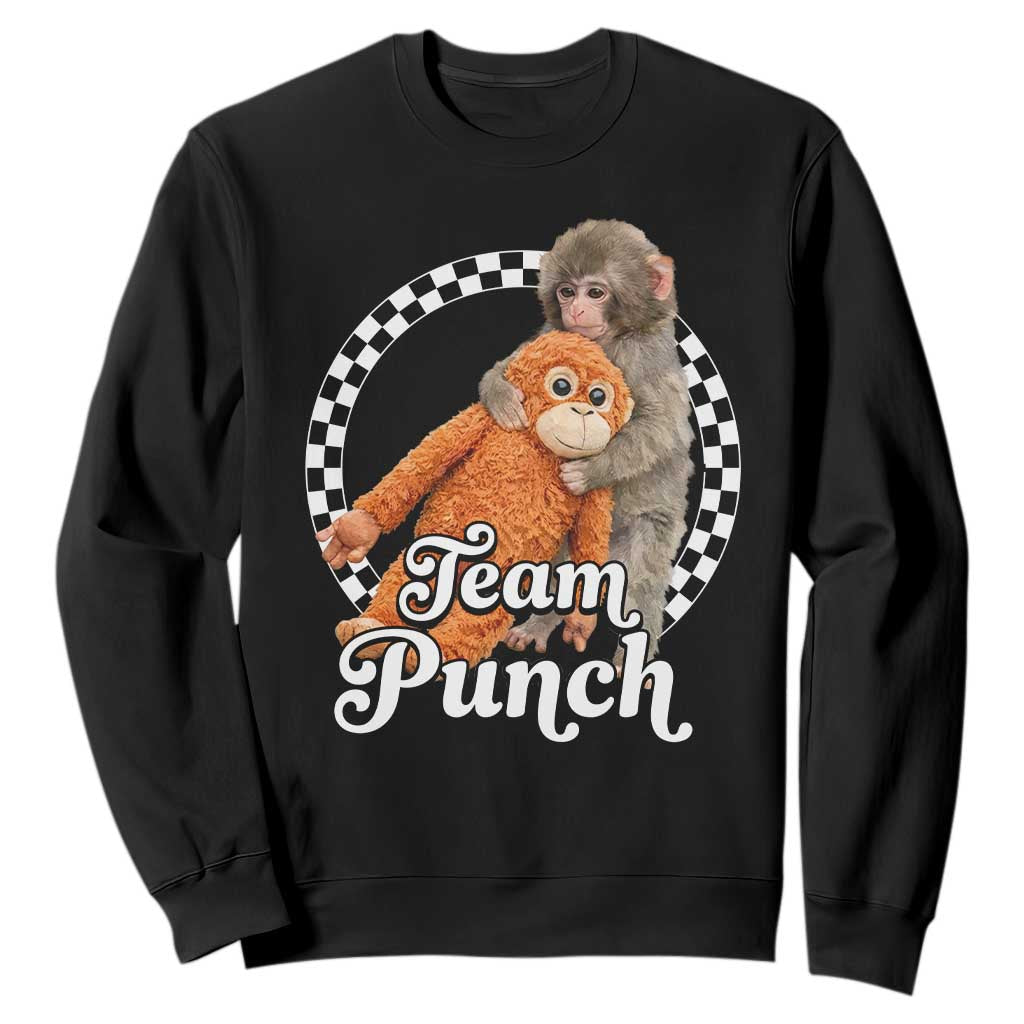 Punch Mokey Sweatshirt Baby Monkey And Plush Toy Viral Trend TS14 Black Print Your Wear