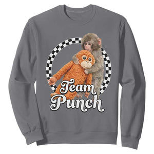 Punch Mokey Sweatshirt Baby Monkey And Plush Toy Viral Trend TS14 Charcoal Print Your Wear