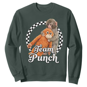 Punch Mokey Sweatshirt Baby Monkey And Plush Toy Viral Trend TS14 Dark Forest Green Print Your Wear