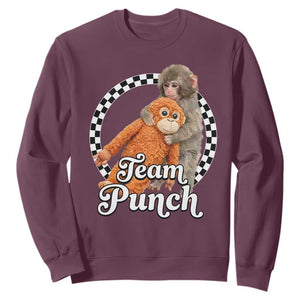 Punch Mokey Sweatshirt Baby Monkey And Plush Toy Viral Trend TS14 Maroon Print Your Wear