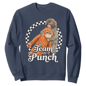Punch Mokey Sweatshirt Baby Monkey And Plush Toy Viral Trend TS14 Navy Print Your Wear