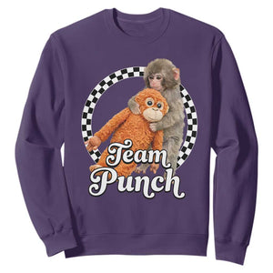 Punch Mokey Sweatshirt Baby Monkey And Plush Toy Viral Trend TS14 Purple Print Your Wear