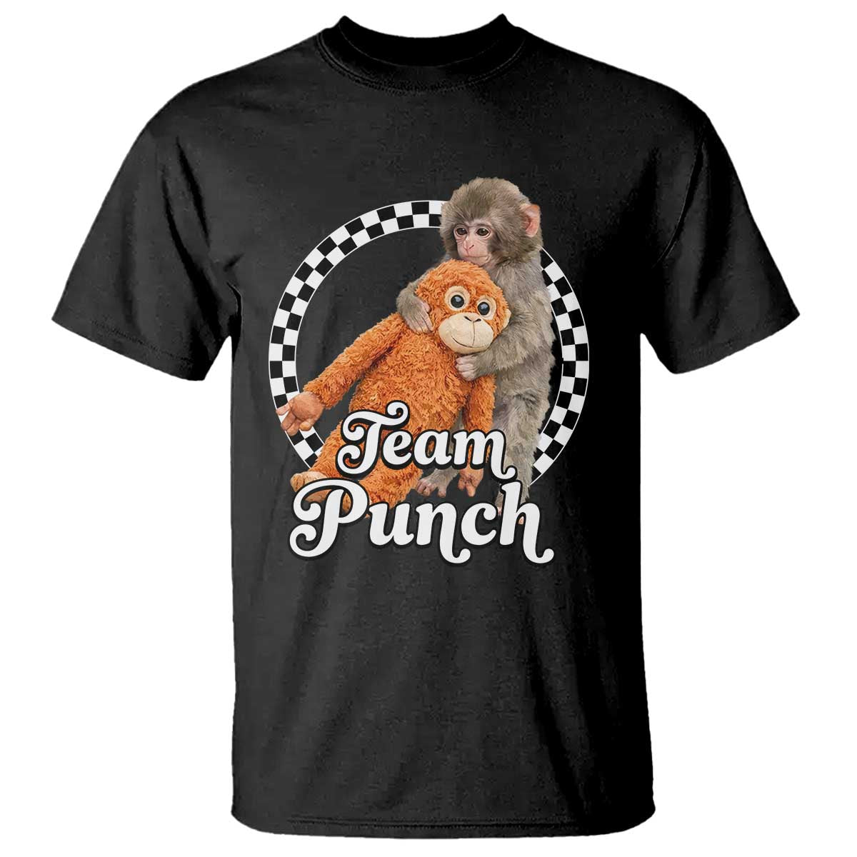 Punch Mokey T Shirt Baby Monkey And Plush Toy Viral Trend TS14 Black Print Your Wear