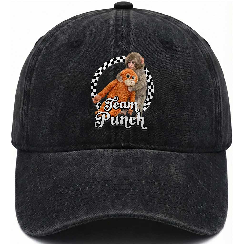 Punch Mokey Washed Cotton Baseball Cap Baby Monkey And Plush Toy Viral Trend TS14 Washed Cap Universal Fit Black Print Your Wear
