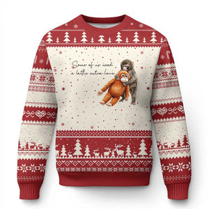 Punch Mokey Ugly Christmas Sweater Some Of Us Need a Little Extra Love TS14 Beige Red Print Your Wear