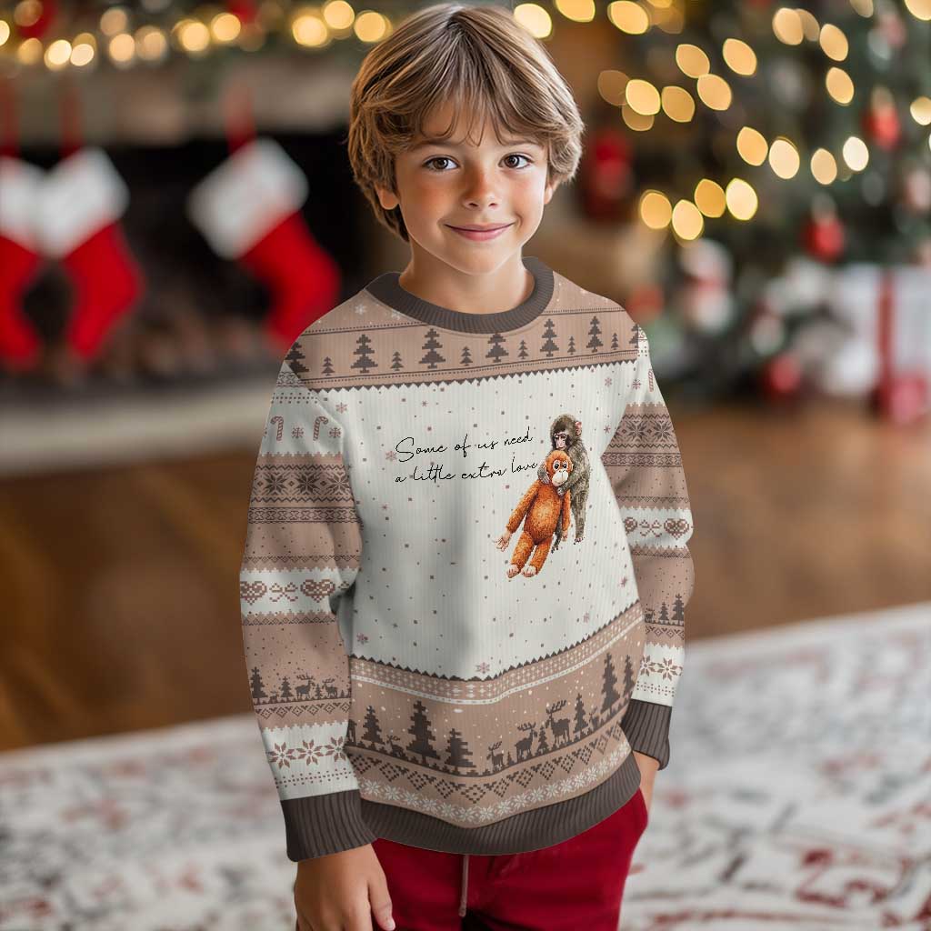 Punch Mokey Ugly Christmas Sweater Some Of Us Need a Little Extra Love TS14 Mocha Mousse Print Your Wear