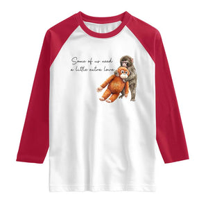 Punch Mokey Raglan Shirt Some Of Us Need a Little Extra Love TS14 White Red Print Your Wear