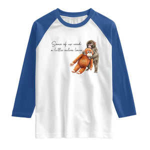 Punch Mokey Raglan Shirt Some Of Us Need a Little Extra Love TS14 White Royal Print Your Wear