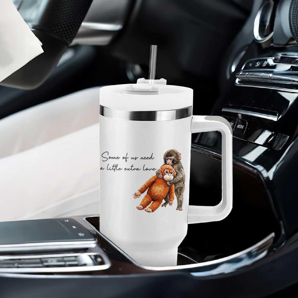 Punch Mokey Tumbler With Handle Some Of Us Need a Little Extra Love TS14 Print Your Wear