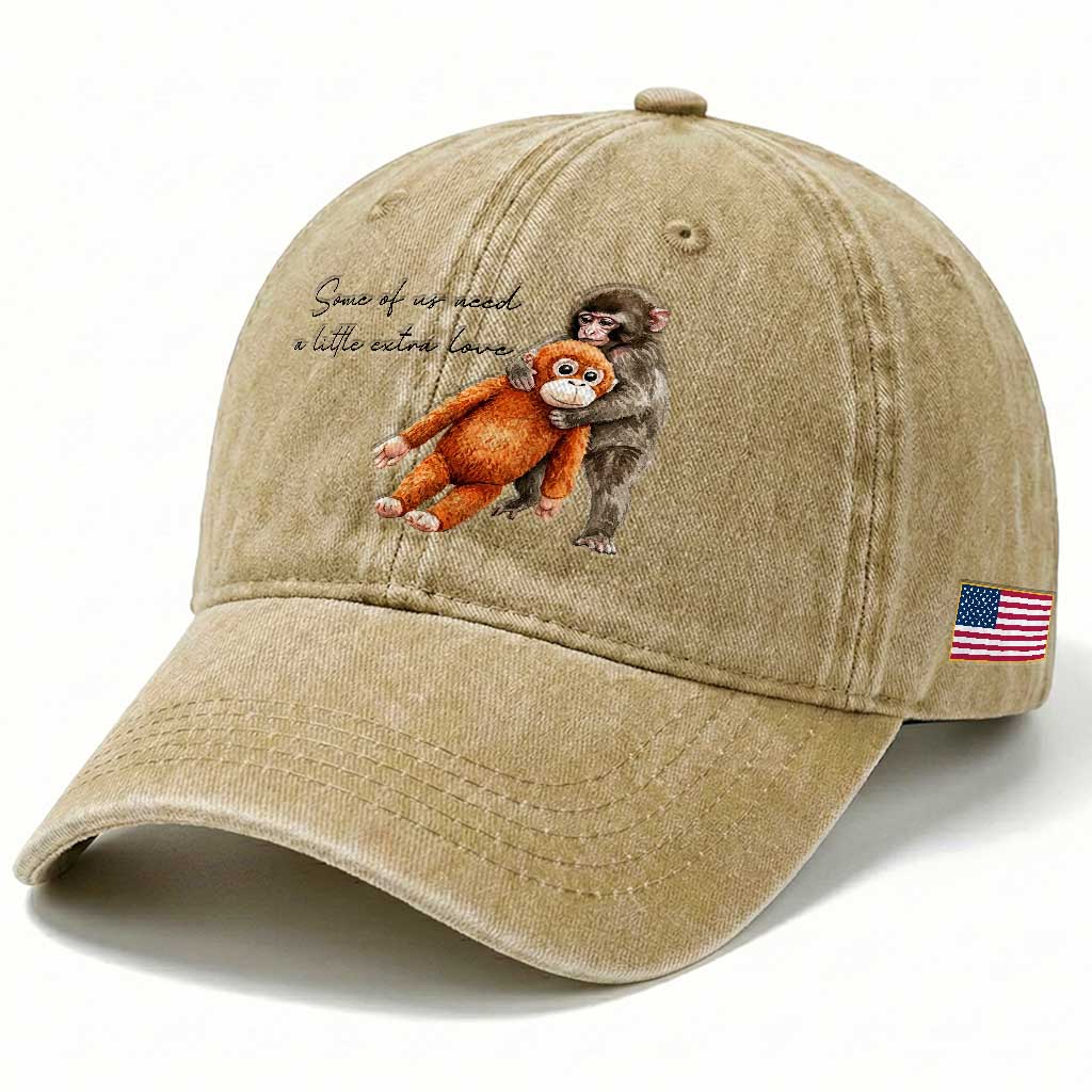 Punch Mokey Washed Cotton Baseball Cap Some Of Us Need a Little Extra Love TS14 Print Your Wear