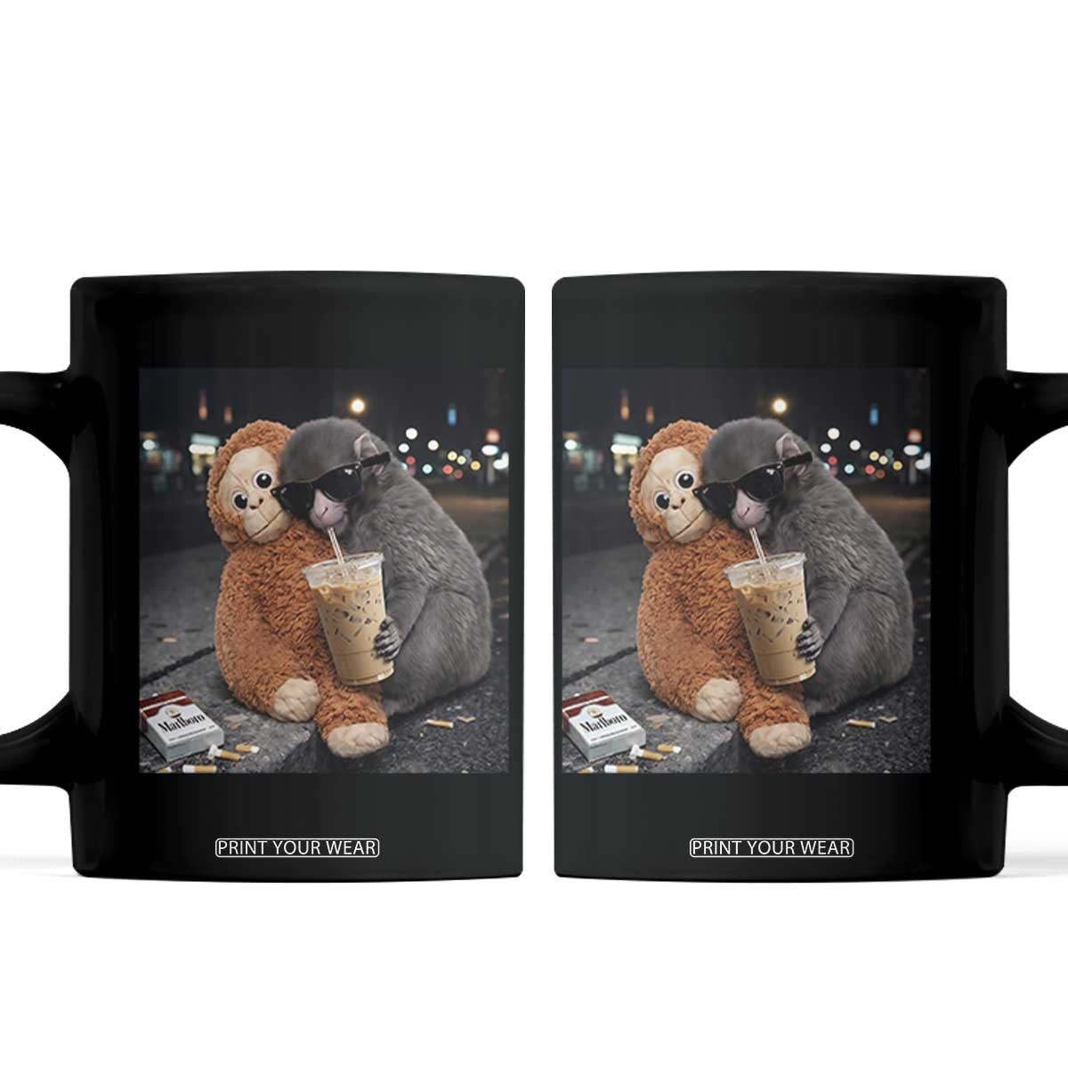 Punch Mokey Meme Coffee Mug Funny Drinking Iced Coffee Sunglasses Street TS14 Black Print Your Wear