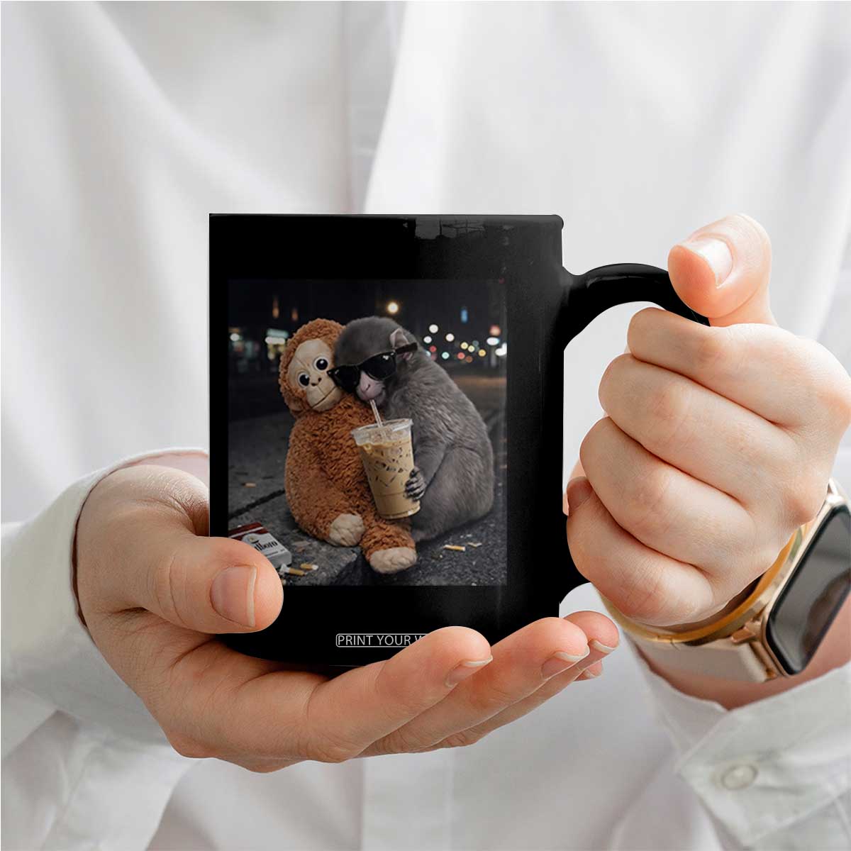Punch Mokey Meme Coffee Mug Funny Drinking Iced Coffee Sunglasses Street TS14 Print Your Wear
