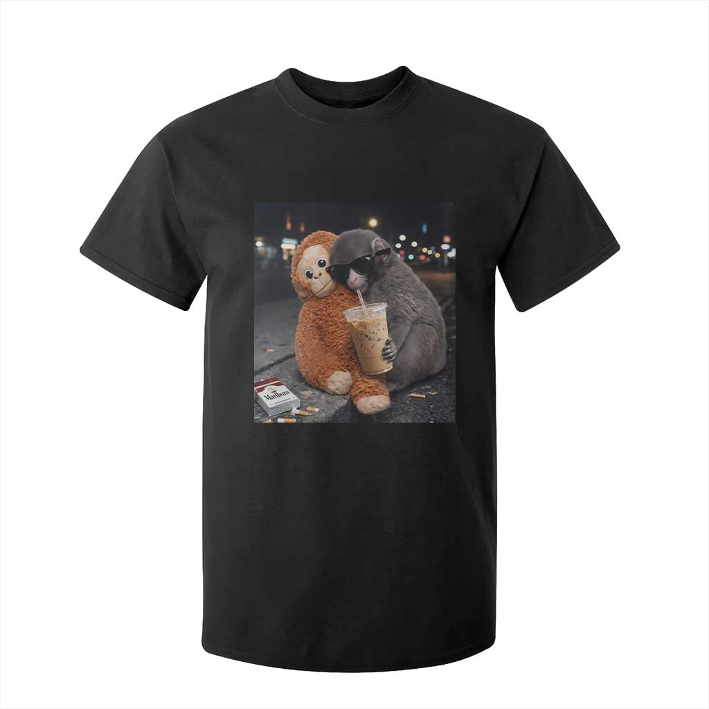 Punch Mokey Meme T Shirt For Kid Funny Drinking Iced Coffee Sunglasses Street TS14 Black Print Your Wear