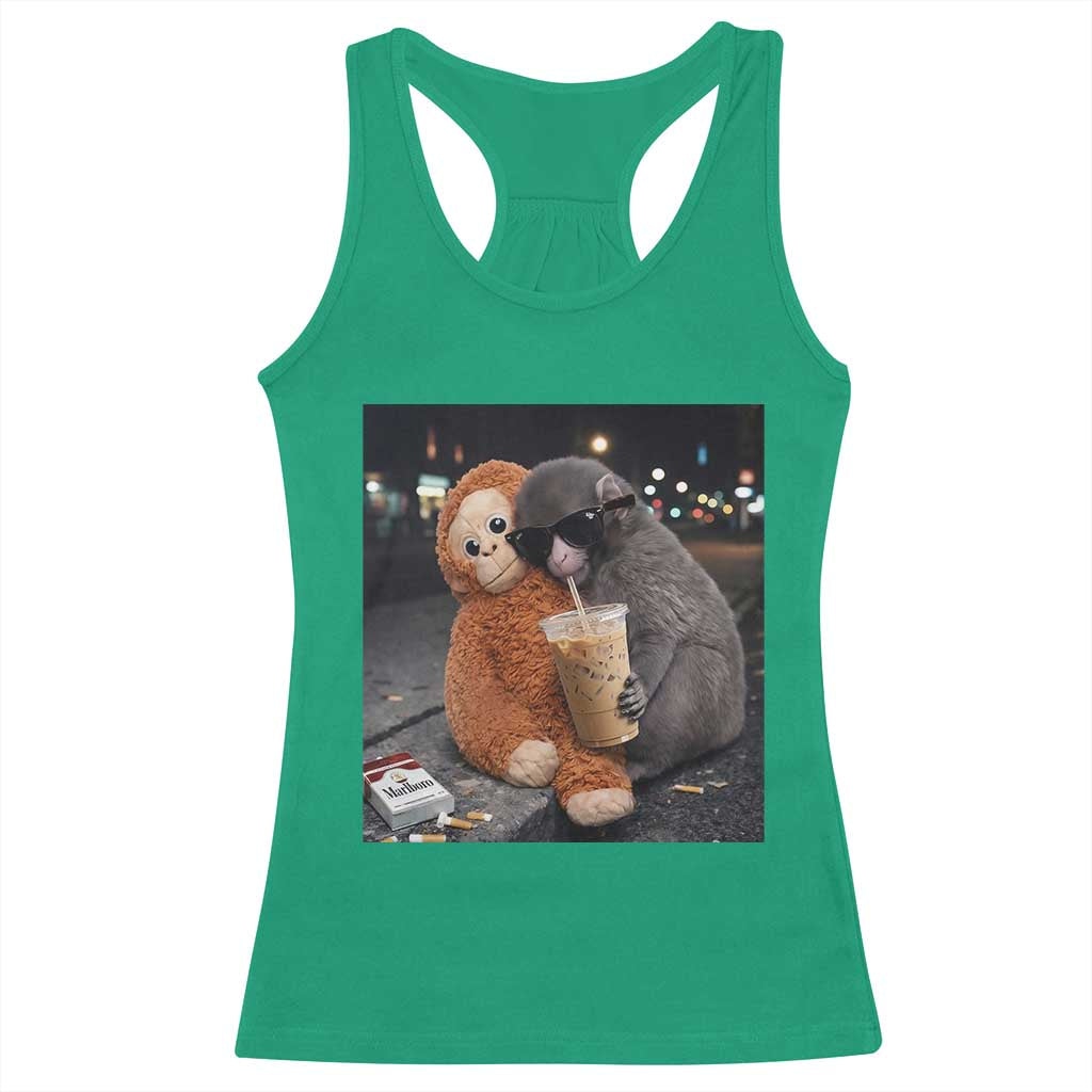 Punch Mokey Meme Racerback Tank Top Funny Drinking Iced Coffee Sunglasses Street TS14 Irish Green Print Your Wear